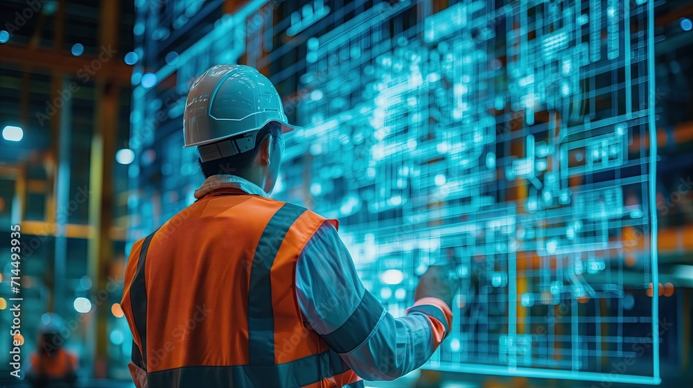 Engineer construction Standing to supervise large construction work. Wear an engineering uniform. Engineer construction Standing to supervise large construction work. Wear an engineering uniform.