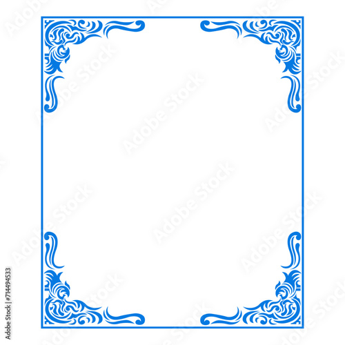 Decorative blue frame with ornament certificate wedding background