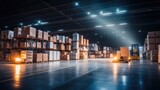Modern logistic warehouse and distribution in shipping, using new AI technology operation for modern business
