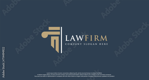 law logo with pillars of justice symbol concept, creative premium of lawyer and law office