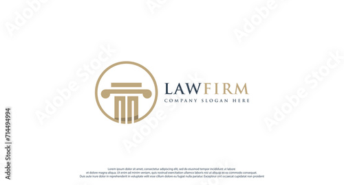 law logo with pillars of justice symbol concept, creative premium of lawyer and law office