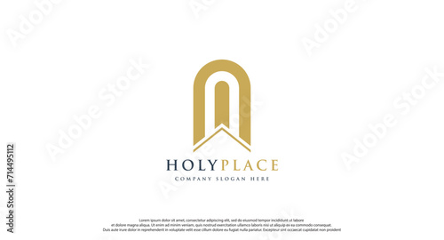 Antique arch logo, Historic Niche door icon vector in vintage minimal style design