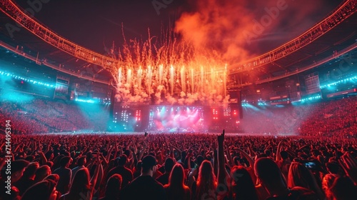 Grand Fireworks at the Concert: Magic at the Stadium