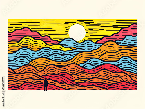 Outdoor hiking theme art illustration, illustration wallpaper