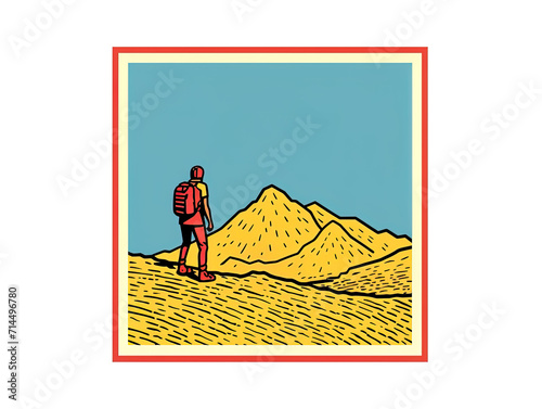 Outdoor hiking theme art illustration, illustration wallpaper