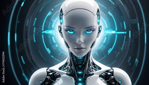 white cybernetic artificial intelligence robot photo