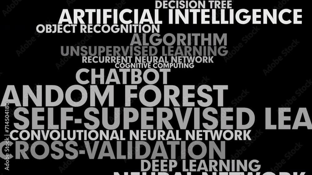 Artificial intelligence texts on black background Artificial intelligence texts on black background