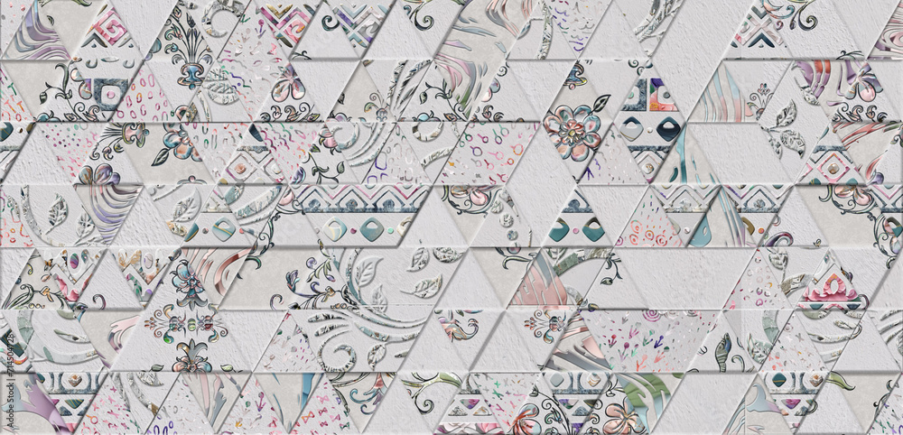 Obraz premium geometric decorative 3d structure wallpaper pattern, digital amazing background, ceramic tile, carpet, cover, interior.