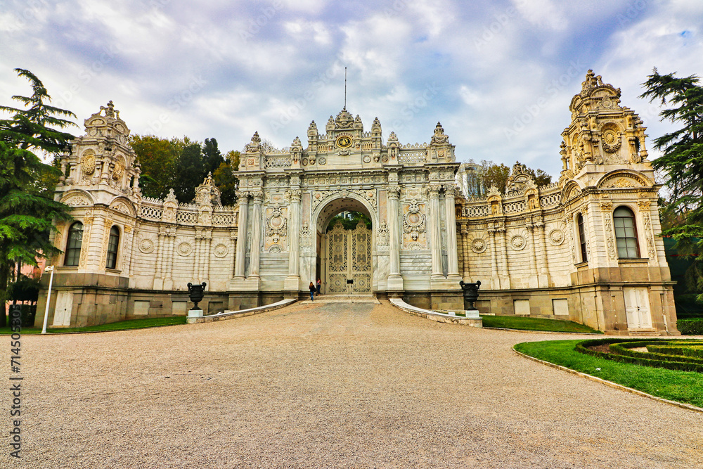 The Imperial Entrance Gate of the Dolmabahce Palace, built in 1856 as a imperial palace for the last of the Ottoman sultans in Istanbul, Turkey