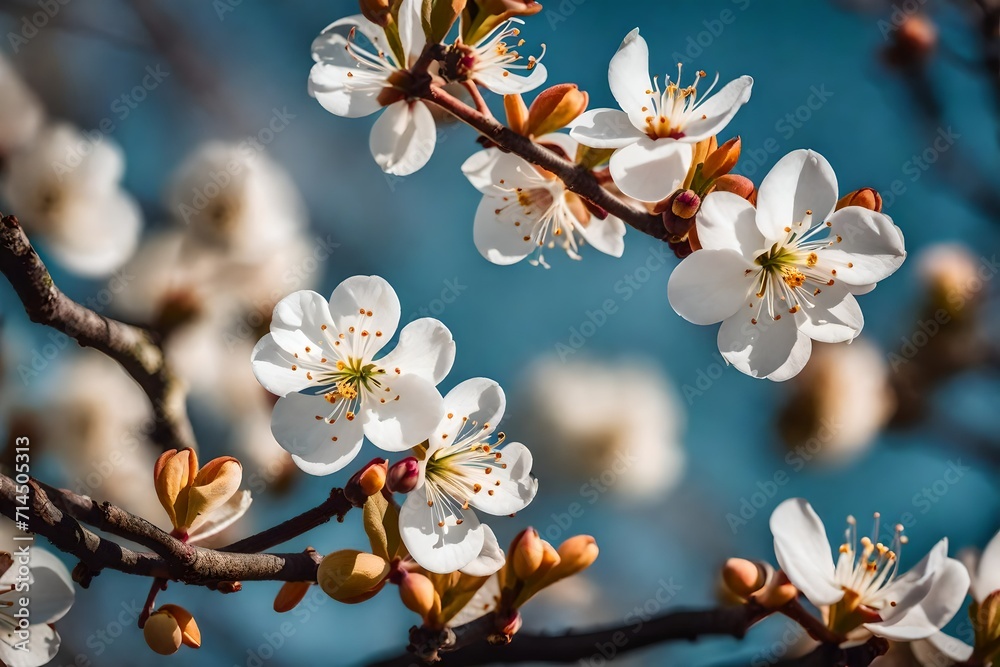 A close-up shot of apricot blossoms on branches
