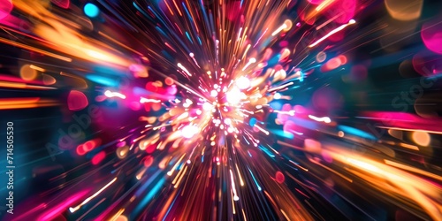 Colorful rays with light ex...
