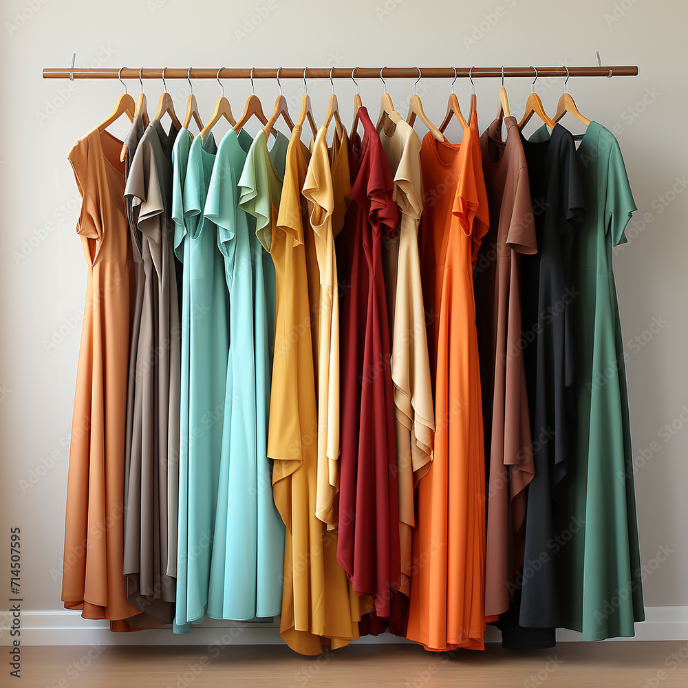 a_lot_of_different_color_clothes_hang_on_a_hanger_white_