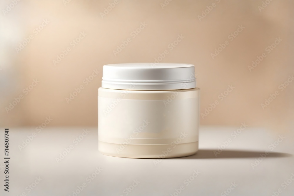 jar of cream on cream colour background jar of cream on cream colour background