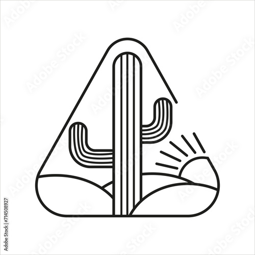 illustration of desert, cactus and sun