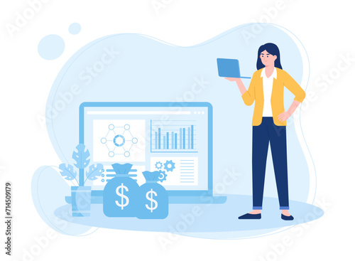 financial budget planning modern flat concept for web banner design female analyst financial studies concept flat illustration