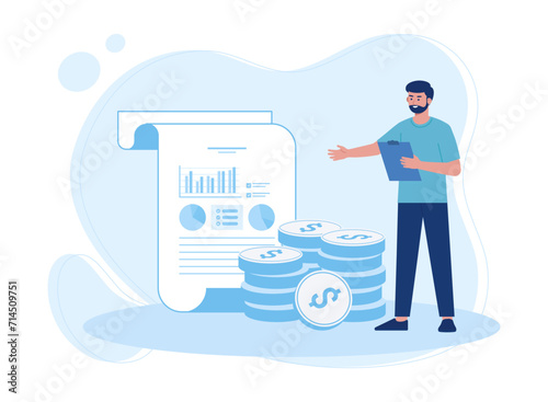 a man analyzes growth data concept flat illustration