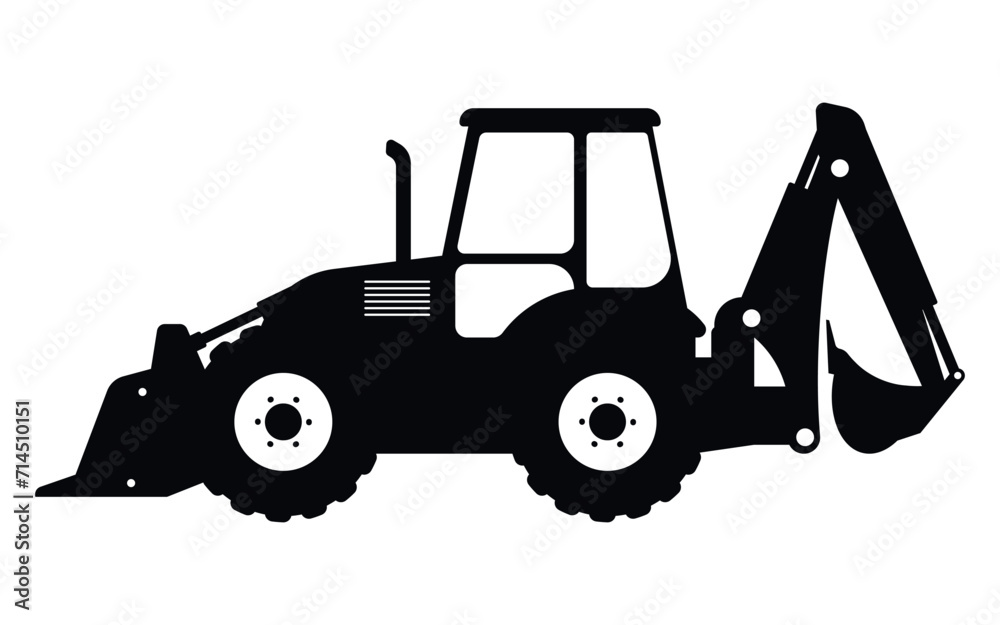 Naklejka premium Backhoe loader. Construction machinery. Special equipment. Vector illustration.