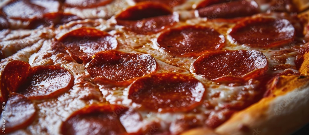 Close-up of pepperoni pizza Close-up of pepperoni pizza
