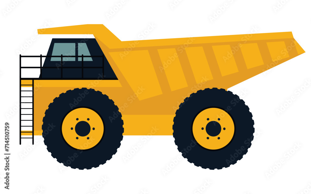Dump truck icon. Large haul truck side. Vector illustration. Dump truck icon. Large haul truck side. Vector illustration.
