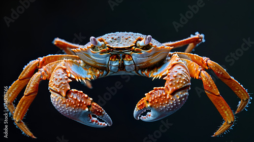Crab On Isolated Black Background, World Animals Day, International Ocean Day, Beach Animals, National Animals, Waterlife, Sealife, Generative Ai © najmah