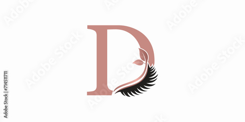 beauty eyelash logo desgin with letter d consept premium vektor