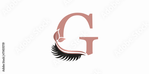 beauty eyelash logo desgin with letter g consept premium vektor