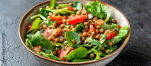 Nutritious salad with mung beans and fresh greens.
