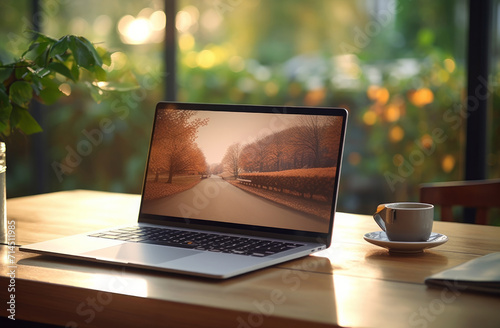 laptop and laptop display on table with paper