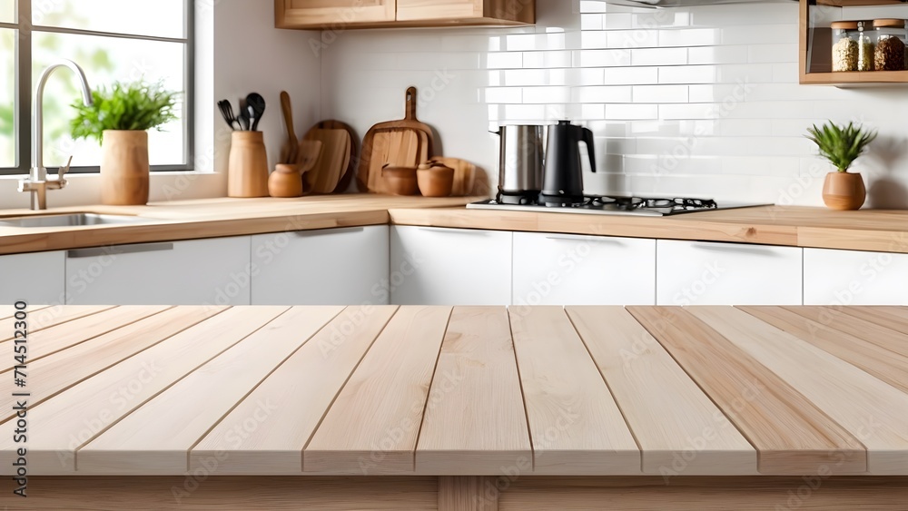 Wooden desk of blurred kitchen background. and free space for decoration. Wooden desk of blurred kitchen background. and free space for decoration.