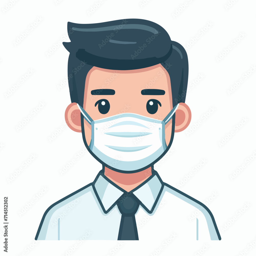 vector character of a person use a mask in flat design style