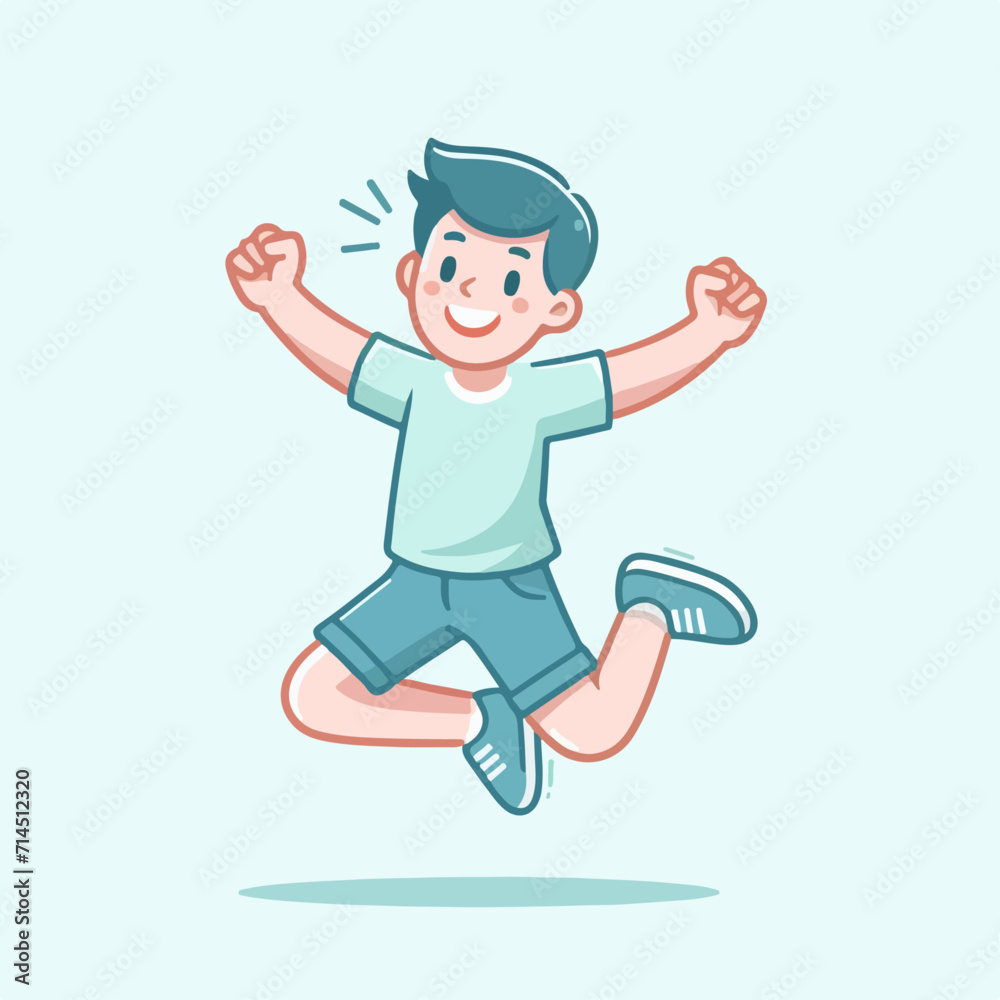 vector character of a man jumping happily minimalist flat design style

