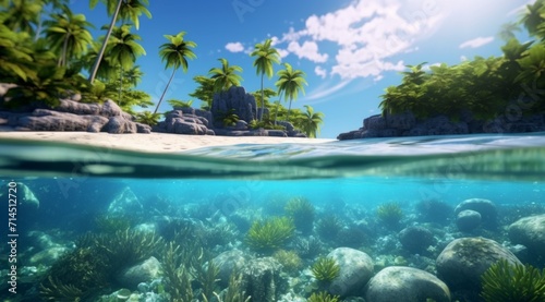 island scene underwater with tropical reef tropical underwater © olegganko