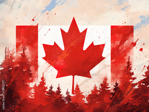 Wonderful Illustration Distressed Grunge Flag Of Canada