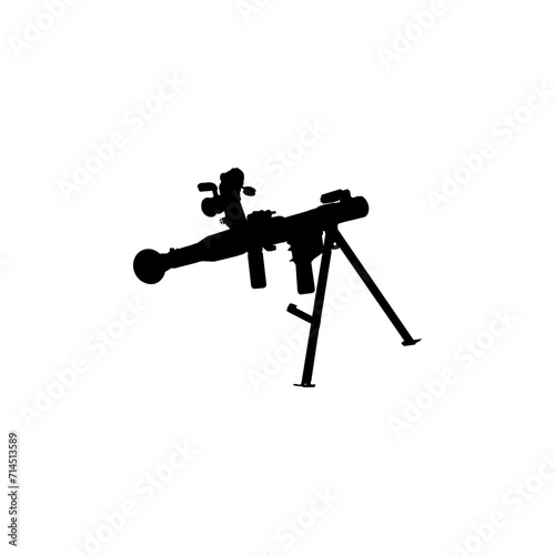 Silhouette of the Bazooka or Rocket Launcher Weapon, also known as Rocket Propelled Grenade or RPG, Flat Style, can use for Art Illustration, Pictogram, Website, Infographic or Graphic Design Element
