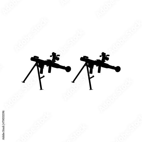 Silhouette of the Bazooka or Rocket Launcher Weapon, also known as Rocket Propelled Grenade or RPG, Flat Style, can use for Art Illustration, Pictogram, Website, Infographic or Graphic Design Element