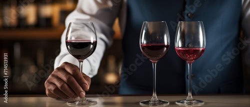 server & wine glass on table in a restaurant