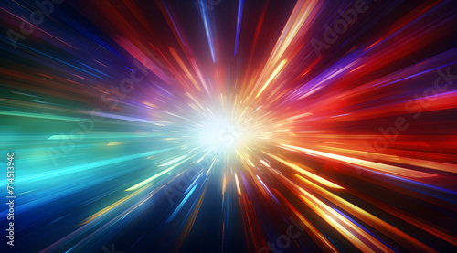 Colorful neon light lines running down on black background. Abstract neon light background, moving high speed, space scene, spotlight, dark night, futurism, light beams.