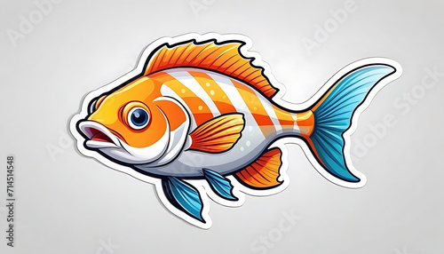 Cartoon character tropical fish isolated on white background