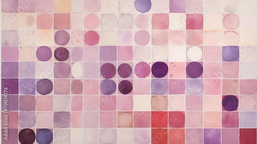 A grid of circles in shades of pink and purple