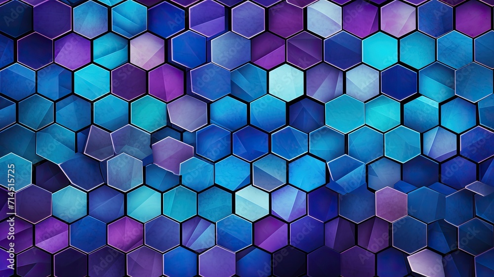 A hexagonal pattern with shades of blue and purple