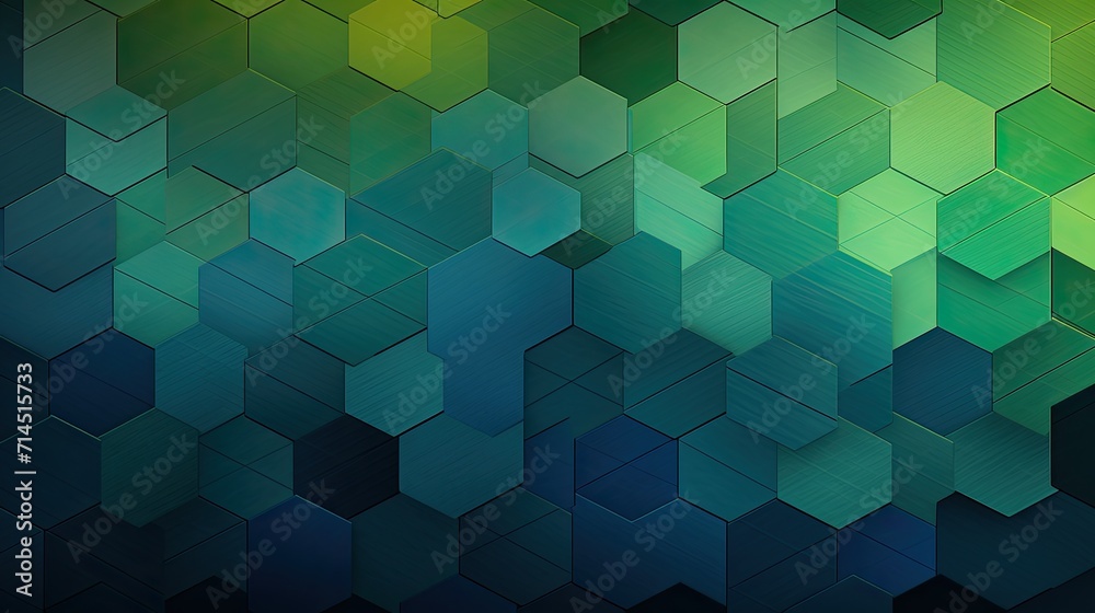 Obraz premium A hexagonal pattern with shades of green and blue