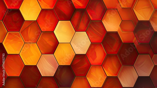 A hexagonal pattern with shades of orange and red © Gefo