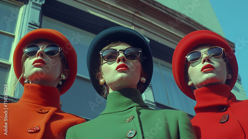 Three stylish women - inspired by 1970’s fashion - retro vibe - vintage feel 