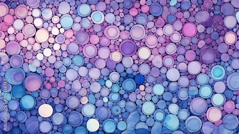 A pattern of circles in shades of purple and blue A pattern of circles in shades of purple and blue