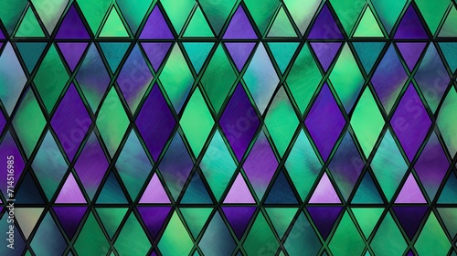 A pattern of diamonds in shades of green and purple