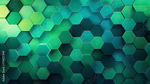 A pattern of hexagons in shades of green and blue