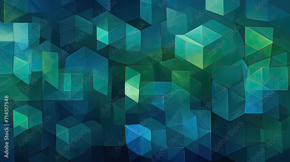 Obraz premium A pattern of squares in shades of green and blue