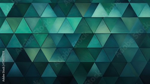 A pattern of triangles in shades of green and blue