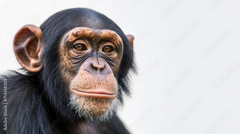 Naklejka premium chimpanzee on isolated white background.
