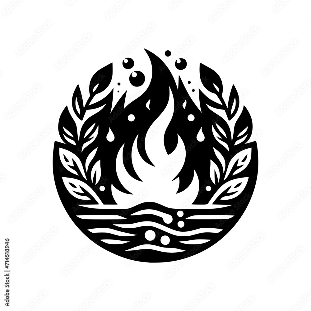 Obraz premium Vector Logo of a Crackling Fireplace. Evoking Coziness and Ambiance. Perfect for Logos, Branding, and Home Decor Businesses. High Quality Illustration, Isolated on a Clean Background.